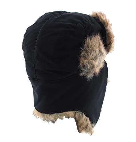 Milani Trapper Style Hunting Aviator Winter Hat with Faux Fur & Chin Strap | Adjustable One Size Black thumbnail 2