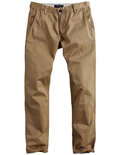 Match Men's Tapered Flat Front Casual Chino Pants (38, Khaki) | Breathable 100% Cotton for Daily Comfort thumbnail 2