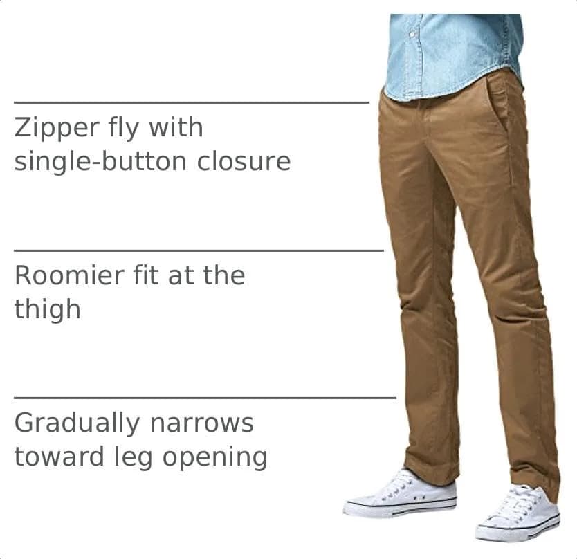 Match Men's Tapered Flat Front Casual Chino Pants (38, Khaki) | Breathable 100% Cotton for Daily Comfort thumbnail 4