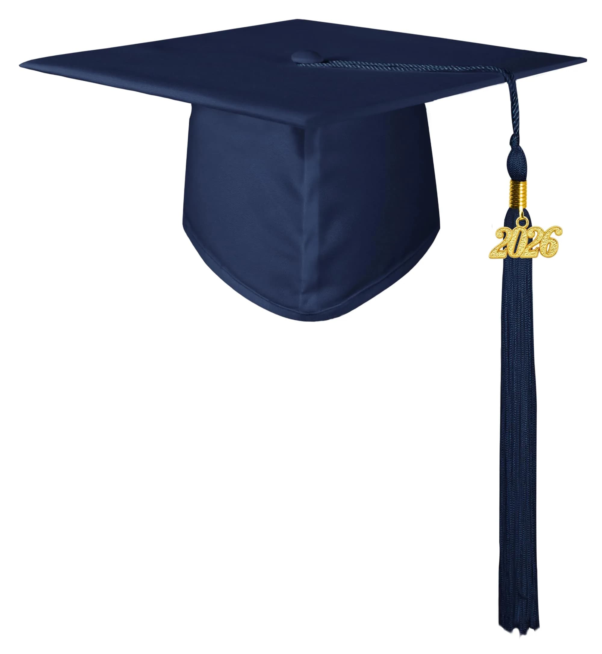 GraduationMall Unisex Adult Matte Graduation Cap with 2026 Tassel Navy Blue | Adjustable Elastic Fit — Navy
