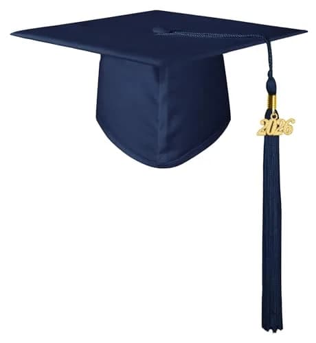 GraduationMall Unisex Adult Matte Graduation Cap with 2026 Tassel Navy Blue | Adjustable Elastic Fit thumbnail 1