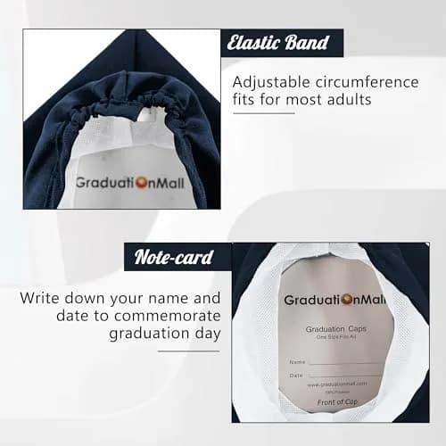 GraduationMall Unisex Adult Matte Graduation Cap with 2026 Tassel Navy Blue | Adjustable Elastic Fit thumbnail 5