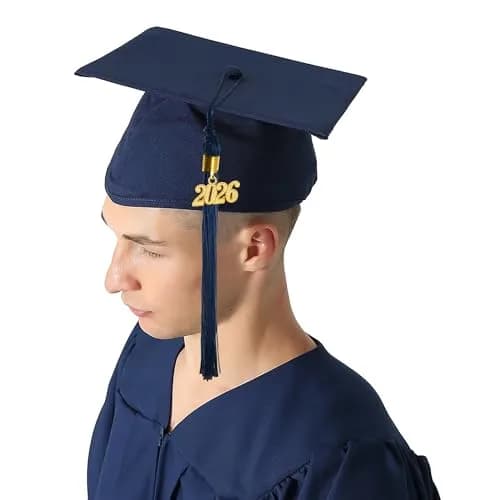 GraduationMall Unisex Adult Matte Graduation Cap with 2026 Tassel Navy Blue | Adjustable Elastic Fit thumbnail 2
