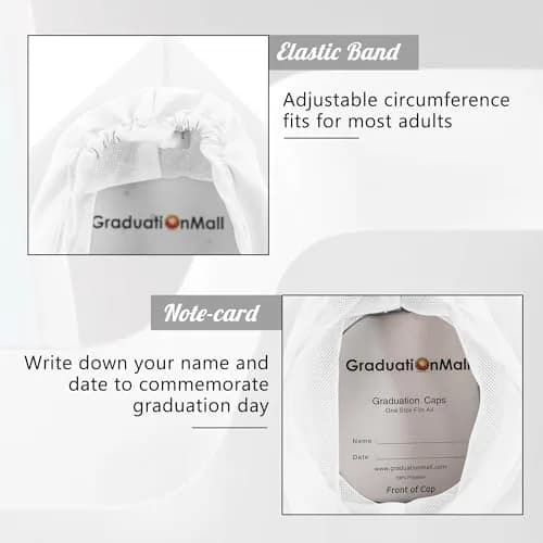 GraduationMall Unisex Adult Matte Graduation Cap with 2026 Tassel White | Adjustable Elastic Fit for Ceremony thumbnail 5