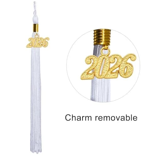 GraduationMall Unisex Adult Matte Graduation Cap with 2026 Tassel White | Adjustable Elastic Fit for Ceremony thumbnail 3