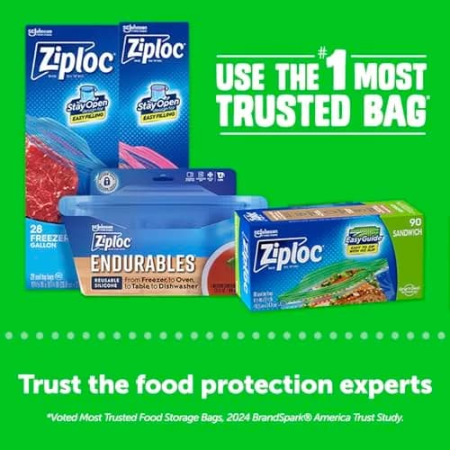 Ziploc Sandwich and Snack Bags with EasyGuide Texture, 40 Count (Pack of 1) | Grip 'n Seal Technology thumbnail 4