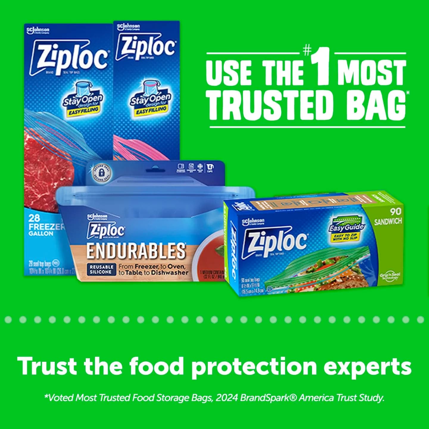 Ziploc Sandwich and Snack Bags with EasyGuide Texture, 40 Count (Pack of 1) | Grip 'n Seal Technology - view 4