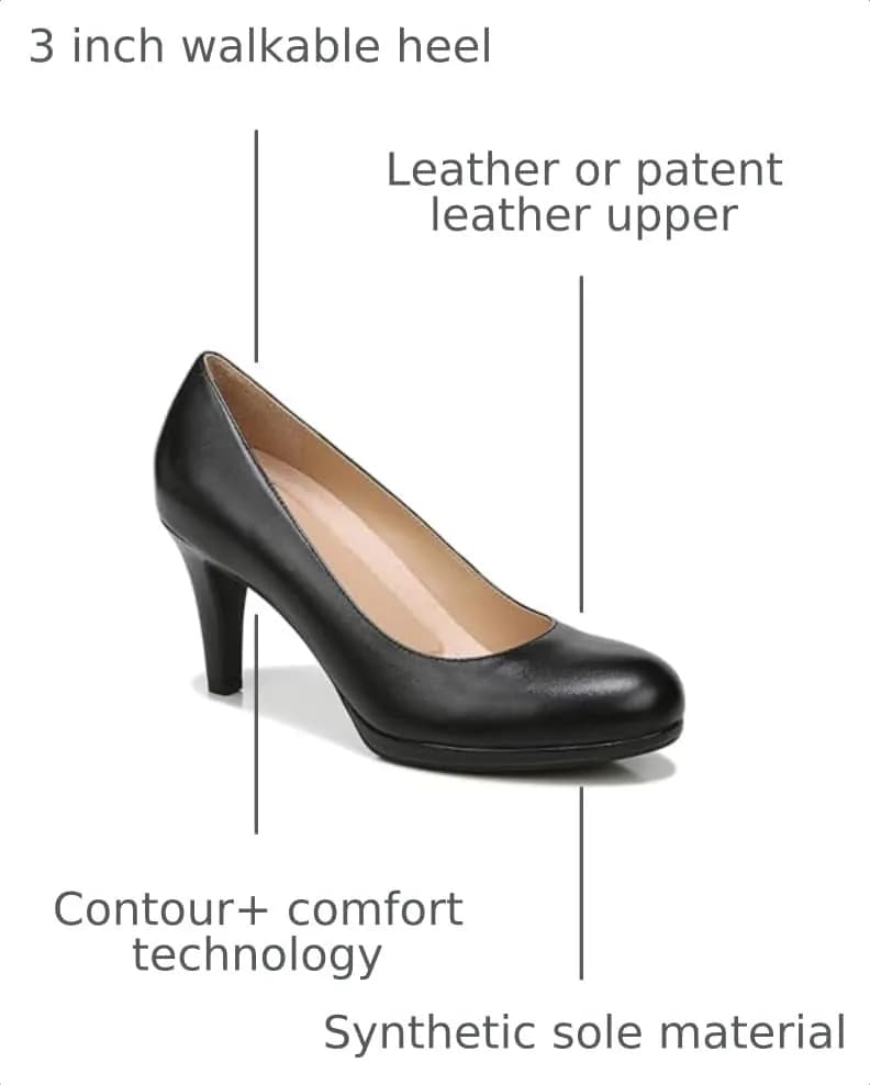 Naturalizer Women's Michelle Pump Black Leather 10 M | Classic all-day heel with contour+ comfort thumbnail 3