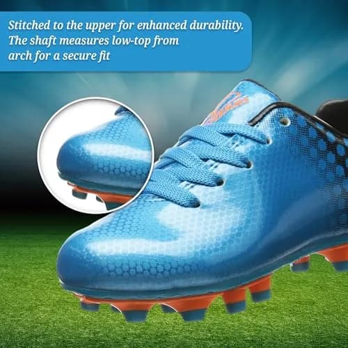 Vizari Youth Soccer Cleats for Boys Girls | Firm Ground Athletic Outdoor Football Shoes for Toddlers, Little/Big Kid - Blue/Black thumbnail 4