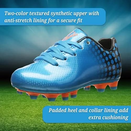 Vizari Youth Soccer Cleats for Boys Girls | Firm Ground Athletic Outdoor Football Shoes for Toddlers, Little/Big Kid - Blue/Black thumbnail 5