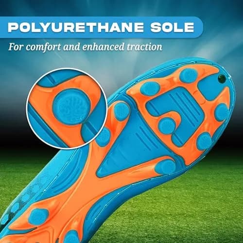 Vizari Youth Soccer Cleats for Boys Girls | Firm Ground Athletic Outdoor Football Shoes for Toddlers, Little/Big Kid - Blue/Black thumbnail 3