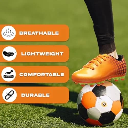 Vizari Youth Soccer Cleats for Boys Girls | Firm Ground Athletic Outdoor Football Shoes for Toddlers, Little/Big Kid - Blue/Black thumbnail 6