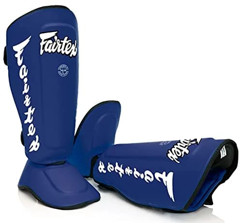 Fairtex SP7 Lightweight Shin Guards | Detachable Syntek Leather, Unisex, Large, Blue thumbnail 4