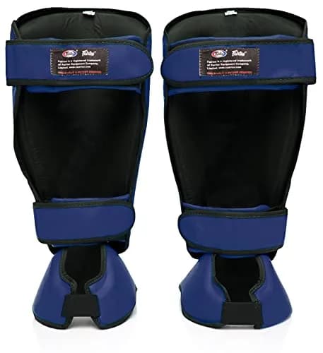 Fairtex SP7 Lightweight Shin Guards | Detachable Syntek Leather, Unisex, Large, Blue thumbnail 2