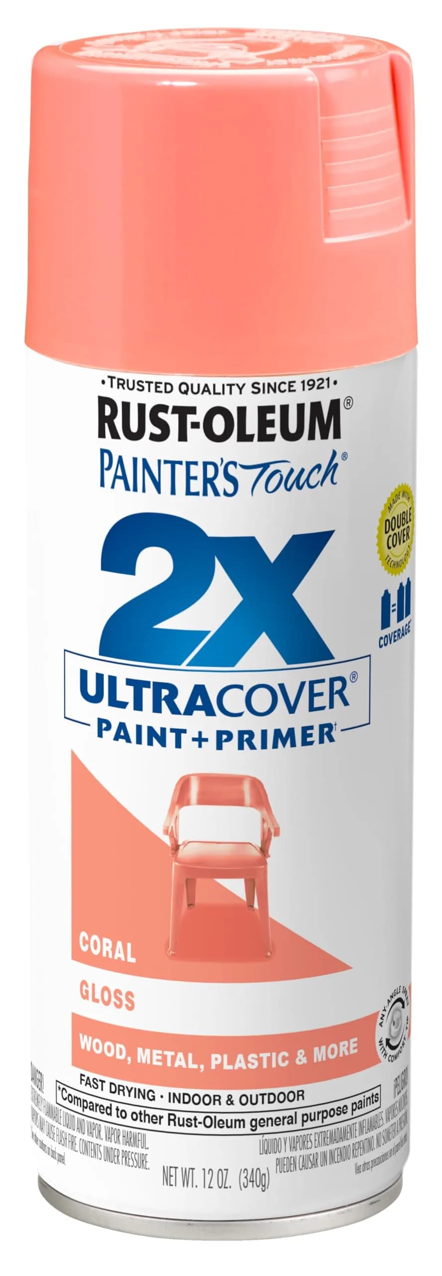 Rust-Oleum Painter's Touch 2X Ultra Cover Spray Paint, Gloss Coral, 12 Oz (Pack of 1) - main product image