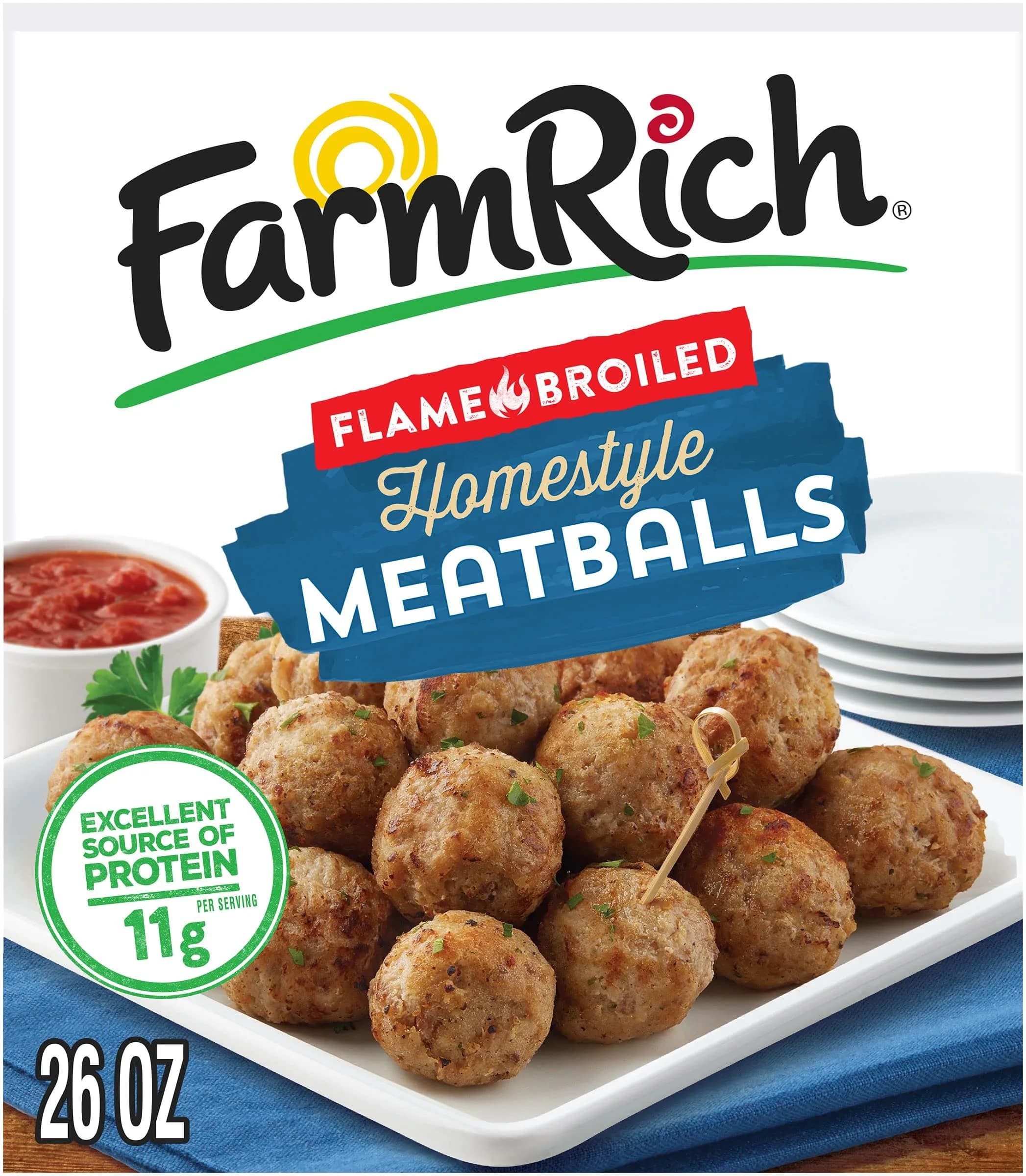 Farm Rich Homestyle Meatballs 26 oz | Fully Cooked Frozen Beef & Pork Appetizer — burgers-patties