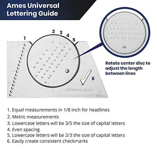 Pacific Arc Ames Lettering Guide for Drawing & Architecture | 15.24cm x 2.54cm x 0.5cm thumbnail 2
