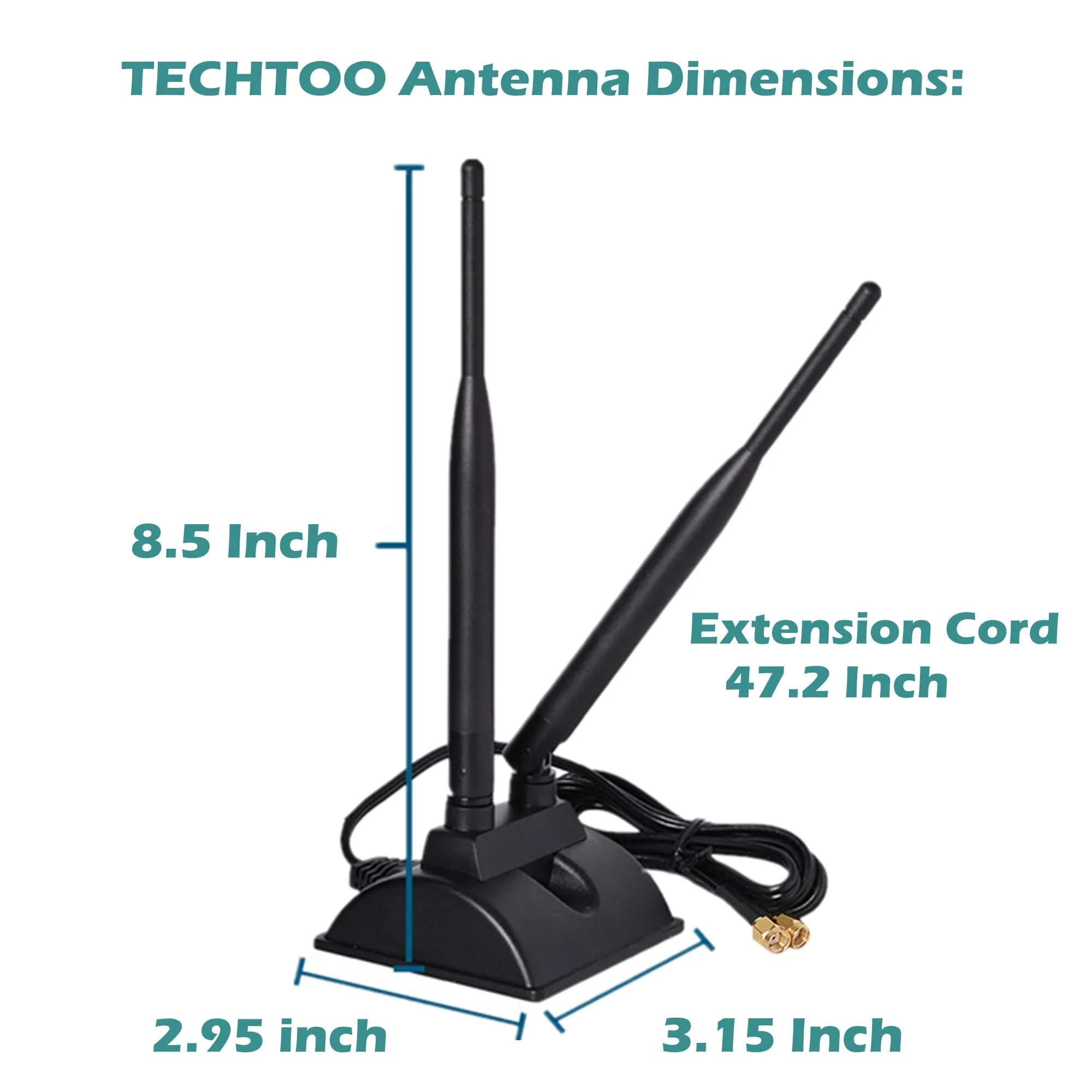 TECHTOO Dual Band WiFi Antenna 6dBi (2.4/5.8GHz) with RP-SMA Connector & Magnetic Base | Extends Wireless Range to Dead Spots - view 6