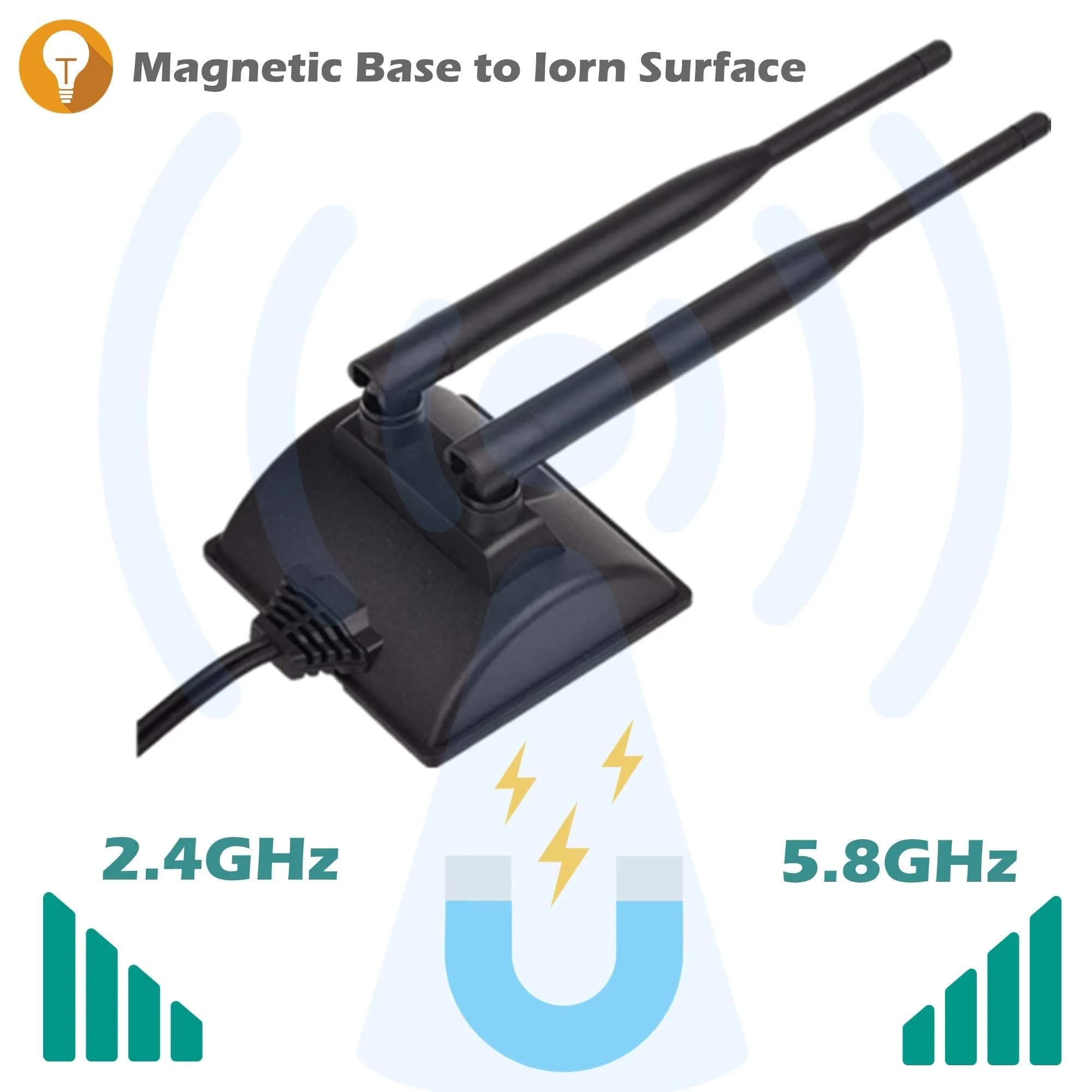 TECHTOO Dual Band WiFi Antenna 6dBi (2.4/5.8GHz) with RP-SMA Connector & Magnetic Base | Extends Wireless Range to Dead Spots - view 9