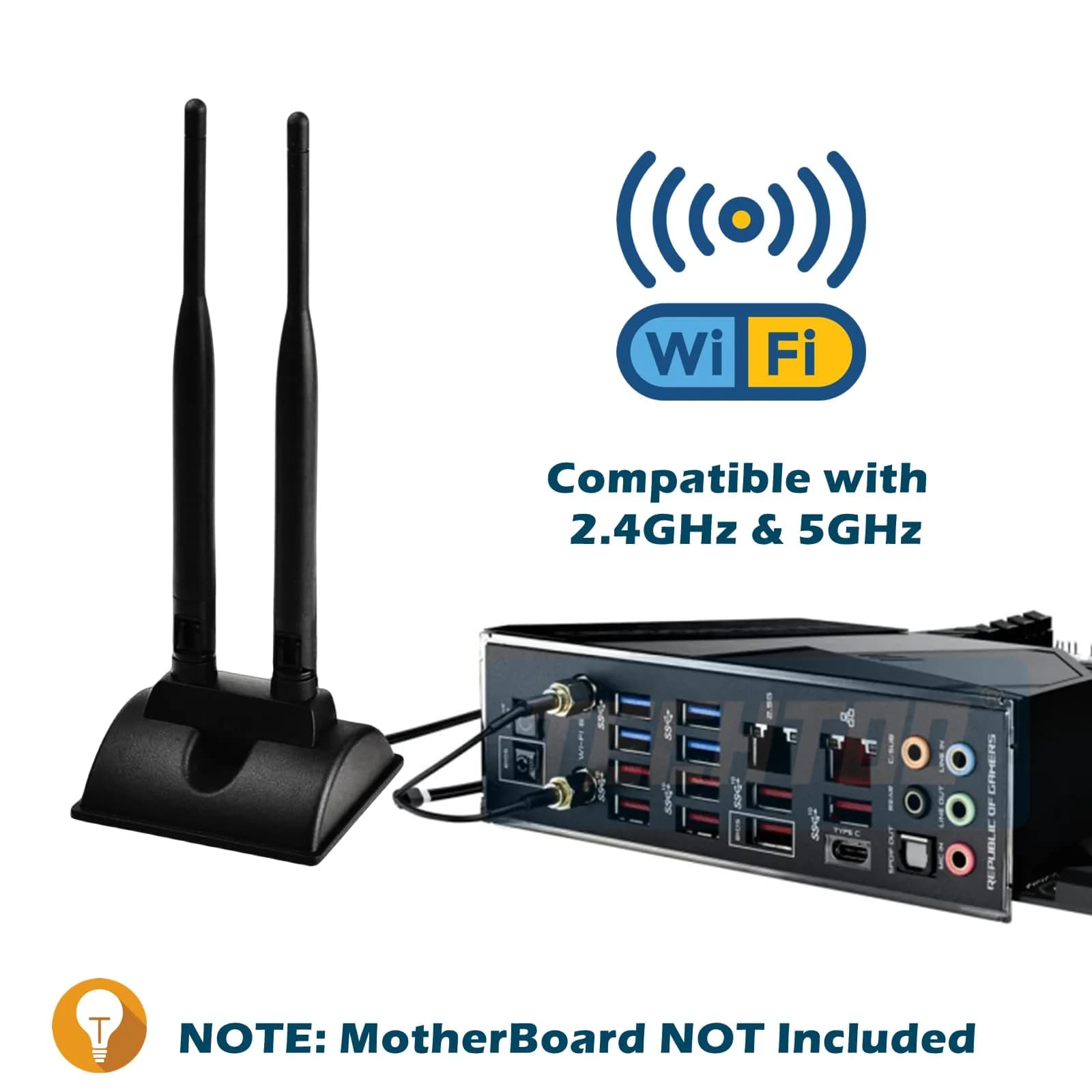 TECHTOO Dual Band WiFi Antenna 6dBi (2.4/5.8GHz) with RP-SMA Connector & Magnetic Base | Extends Wireless Range to Dead Spots - view 2
