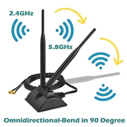 TECHTOO Dual Band WiFi Antenna 6dBi (2.4/5.8GHz) with RP-SMA Connector & Magnetic Base | Extends Wireless Range to Dead Spots thumbnail 3
