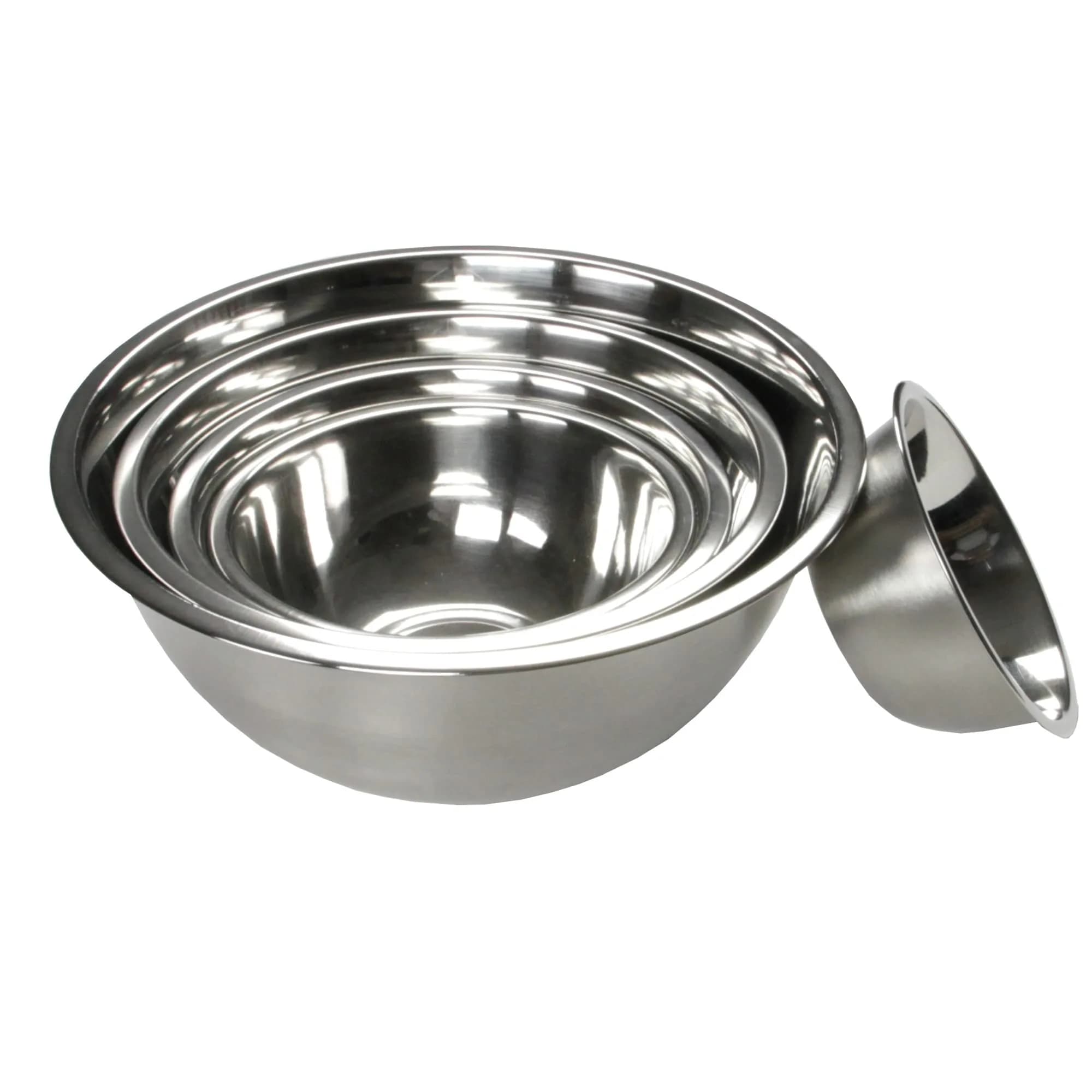 Chef Craft Brushed Mixing Bowl Set, 5 Piece Stainless Steel Kitchenware (1 qt - 8 qt) | Durable & Rust-Resistant