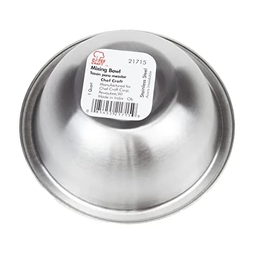 Chef Craft Brushed Mixing Bowl Set, 5 Piece Stainless Steel Kitchenware (1 qt - 8 qt) | Durable & Rust-Resistant thumbnail 2