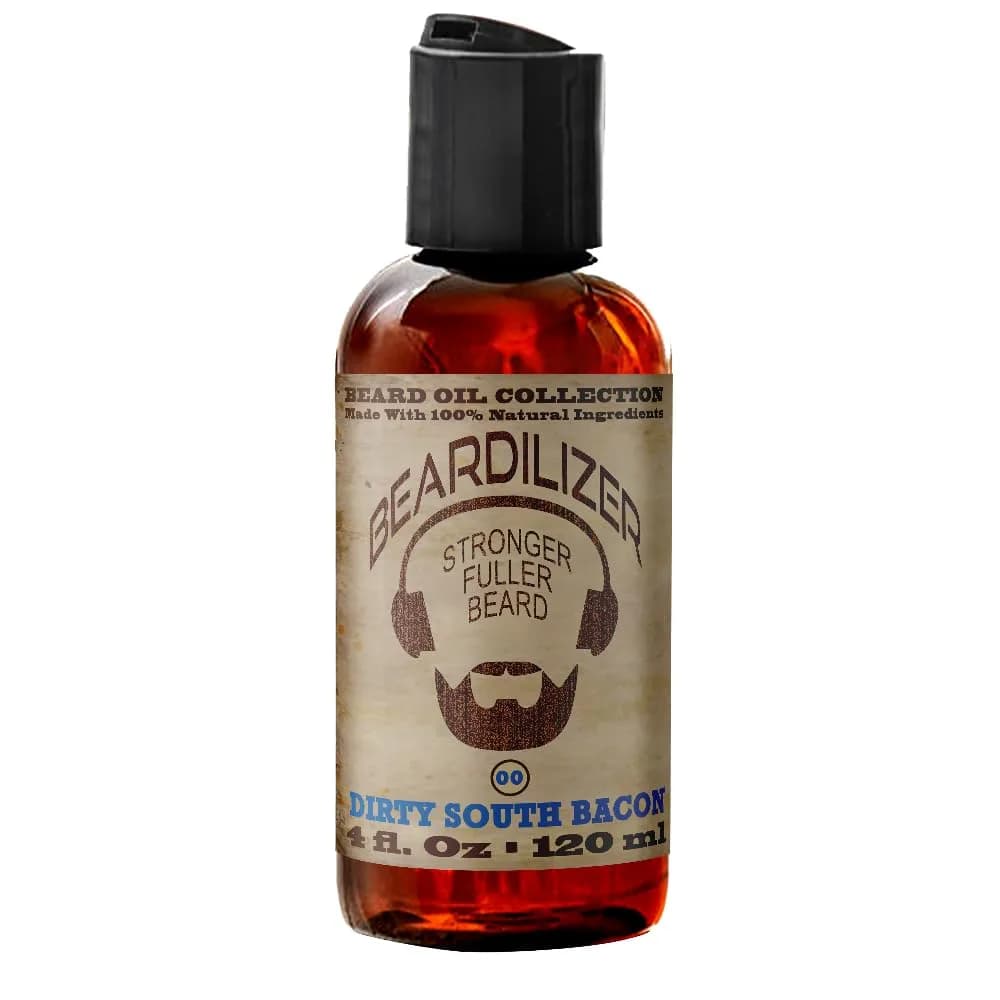 Beardilizer Dirty South Bacon Beard Oil 4 Oz | Natural Growth & Moisturizing Oil for Men