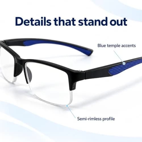 Calabria 6904 Flexie Bendable Reading Glasses +1.25 Blue | Flexible, Stylish & Durable thumbnail 3