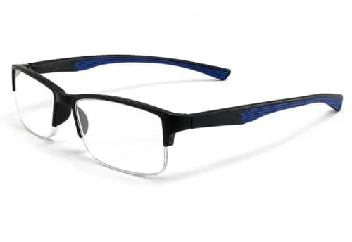 Calabria 6904 Flexie Rectangular Bendable Reading Glasses Men Women – TR90 Grilamid Flexible Frame | Single Power Lenses | Soft Case Included | Flex Readers | Magnification 1.50x & Blue thumbnail 1