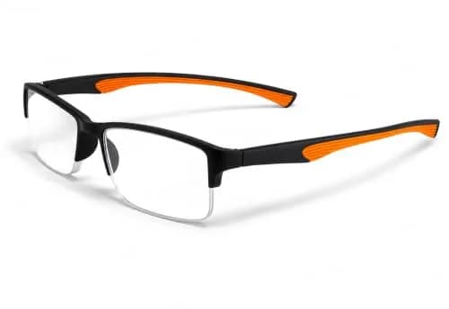 Calabria 6904 Flexie Rectangular Bendable Reading Glasses Men Women – TR90 Grilamid Flexible Frame | Single Power Lenses | Soft Case Included | Flex Readers | Magnification 1.00x & Orange thumbnail 1