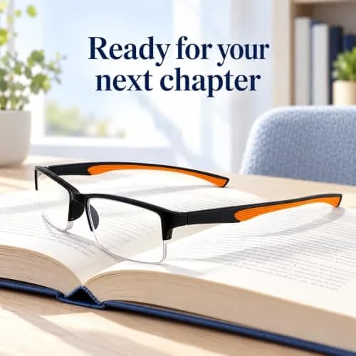 Calabria 6904 Flexie Rectangular Bendable Reading Glasses Men Women – TR90 Grilamid Flexible Frame | Single Power Lenses | Soft Case Included | Flex Readers | Magnification 1.00x & Orange thumbnail 5