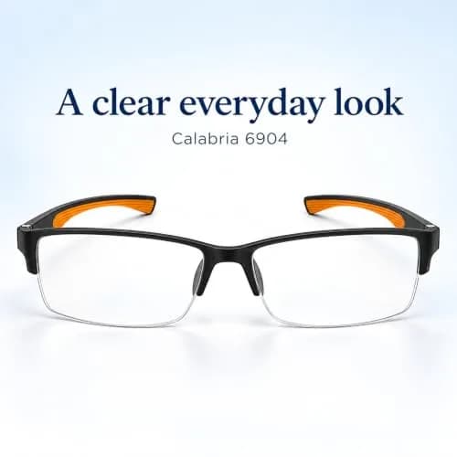Calabria 6904 Flexie Rectangular Bendable Reading Glasses Men Women – TR90 Grilamid Flexible Frame | Single Power Lenses | Soft Case Included | Flex Readers | Magnification 1.00x & Orange thumbnail 2