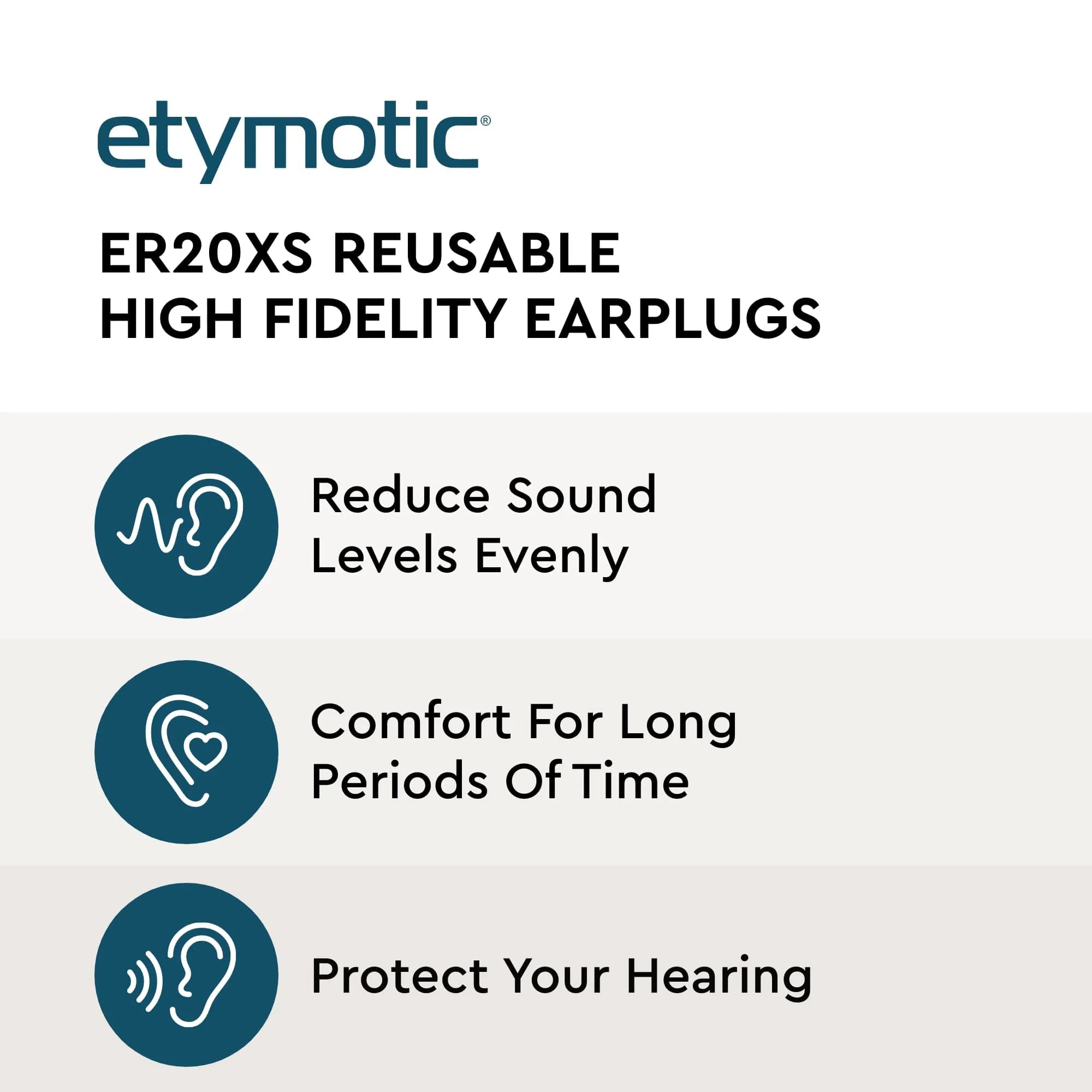 Etymotic ER20XS ETY Earplugs Standard Size Frost | High-Fidelity Hearing Protection 20 dB Reduction - view 2