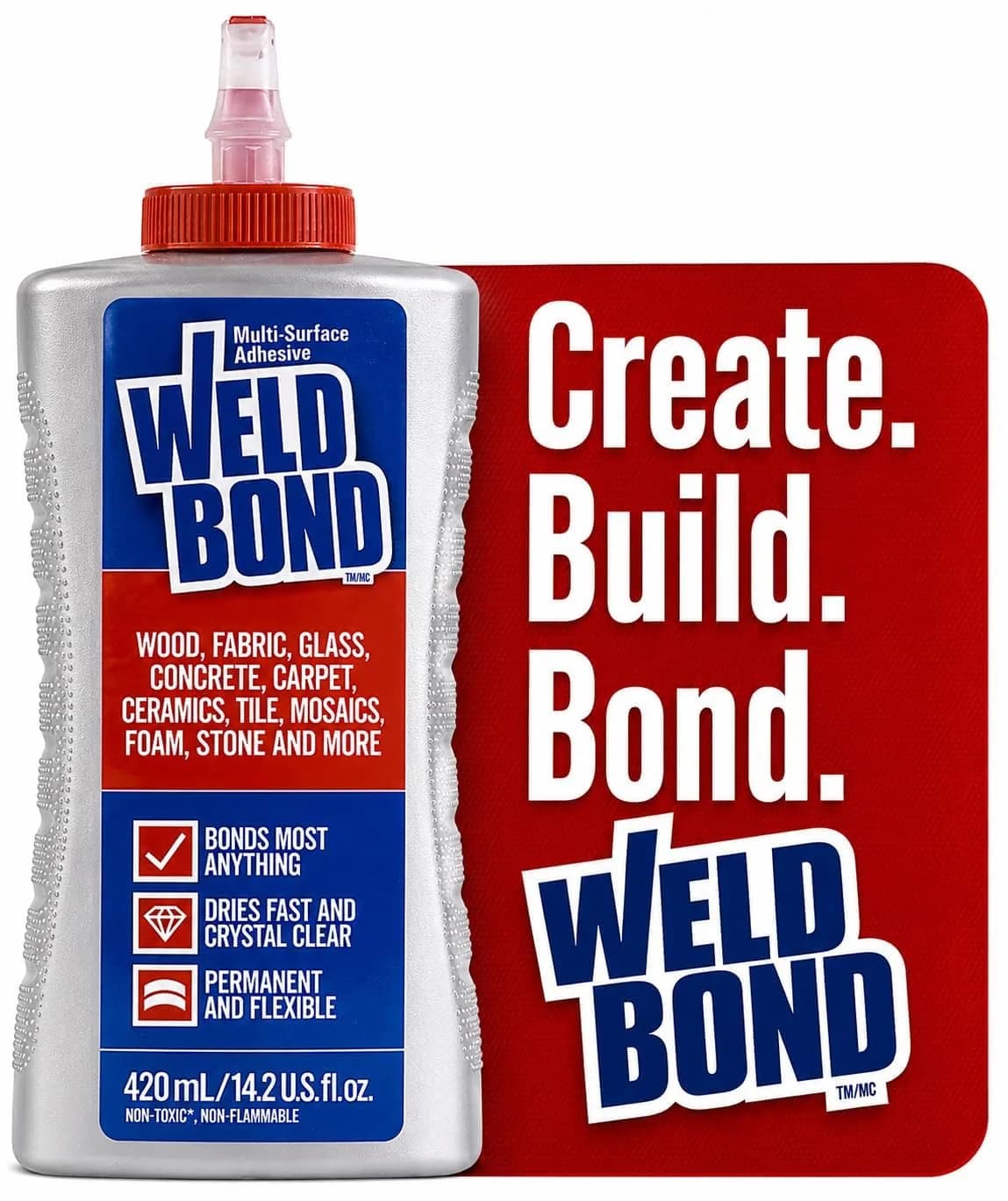 Weldbond Multi-Surface Glue 14.2oz | Non-Toxic, Crystal Clear Bond for Crafts & Repairs — White