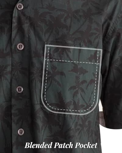 Johari West Men's Button-Down Short Sleeve Shirt | Hand Printed Batik, Natural Pre-Shrunk Cotton (Black, 2X-Large) thumbnail 5