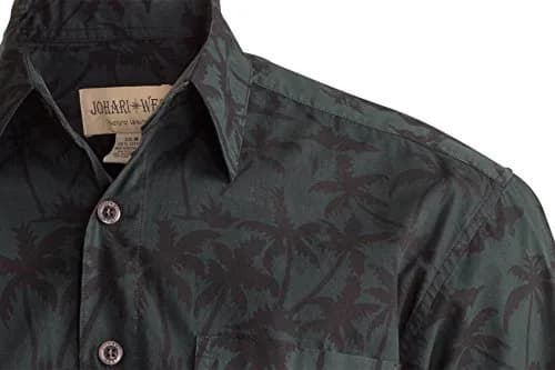 Johari West Men's Button-Down Short Sleeve Shirt | Hand Printed Batik, Natural Pre-Shrunk Cotton (Black, 2X-Large) thumbnail 3