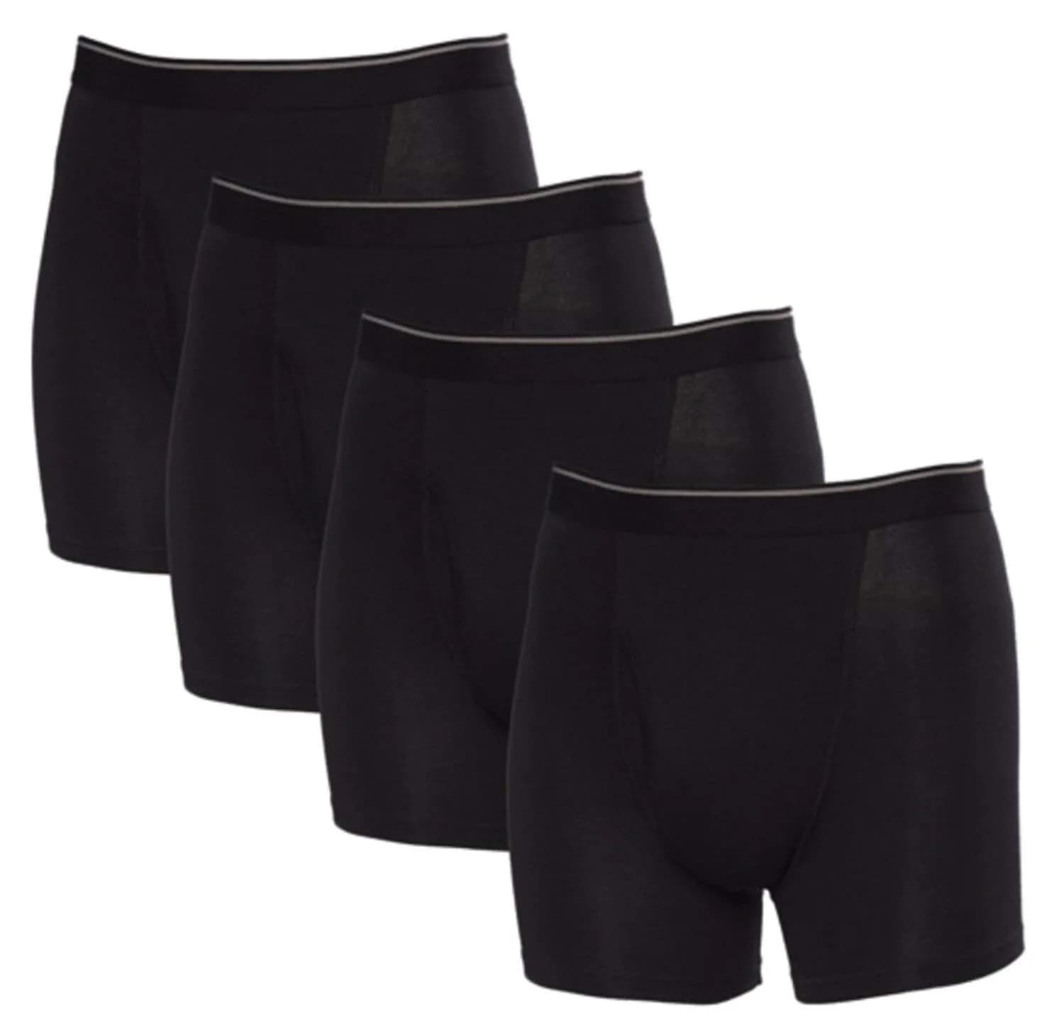 Kirkland Signature Men's Boxer Brief Pima Cotton 4 Pack Large Black | Super Soft, Tagless, Stretch Fit