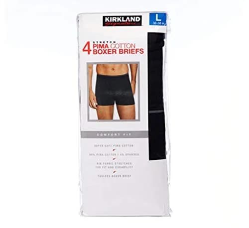 Kirkland Signature Men's Boxer Brief Pima Cotton 4 Pack Large Black | Super Soft, Tagless, Stretch Fit thumbnail 3