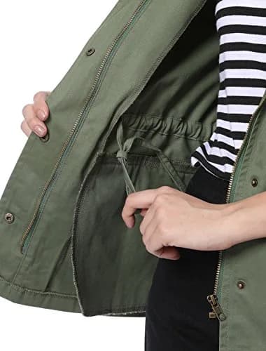 Allegra K Women's Utility Jacket Zip Up Drawstring Waist Coat with Pockets | Casual Lightweight Cotton thumbnail 7