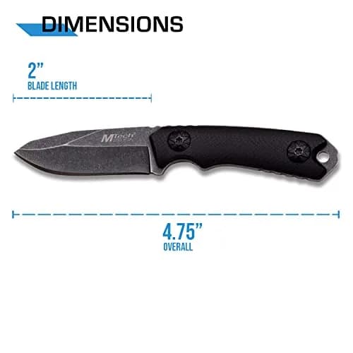 MTECH USA MT-20-30BK Fixed Blade Neck Knife | Drop Point Blade, Black G10 Handle, 4-3/4" Overall thumbnail 2