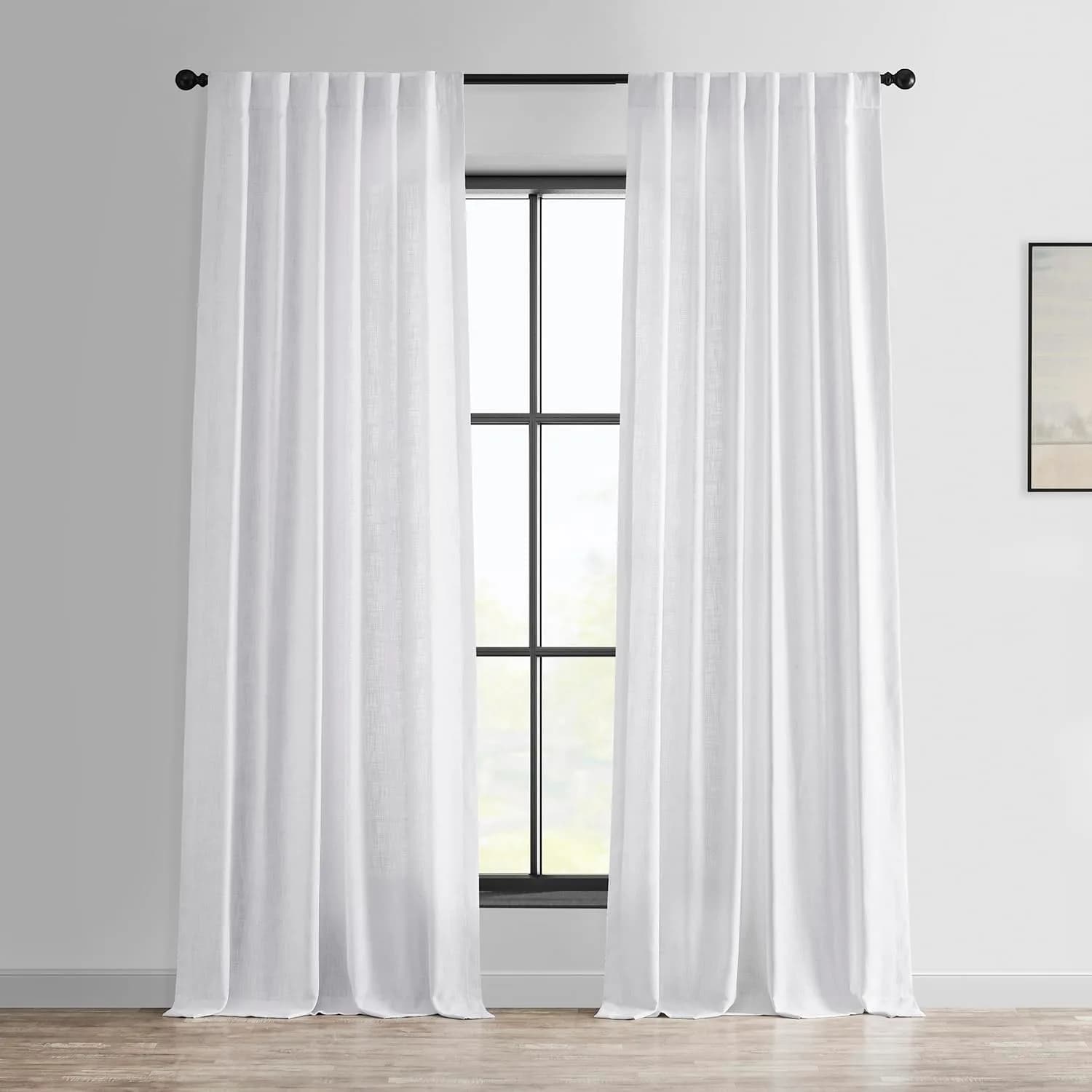 HPD Half Price Drapes Heavy Faux Linen Light Filtering Curtains for Bedroom 50x84 inches | Versatile Rod Pocket & Back Tab — Rice White