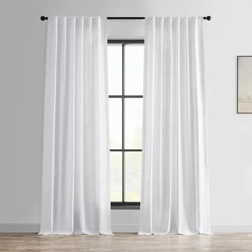HPD Half Price Drapes Heavy Faux Linen Light Filtering Curtains for Bedroom 50x84 inches | Versatile Rod Pocket & Back Tab thumbnail 1
