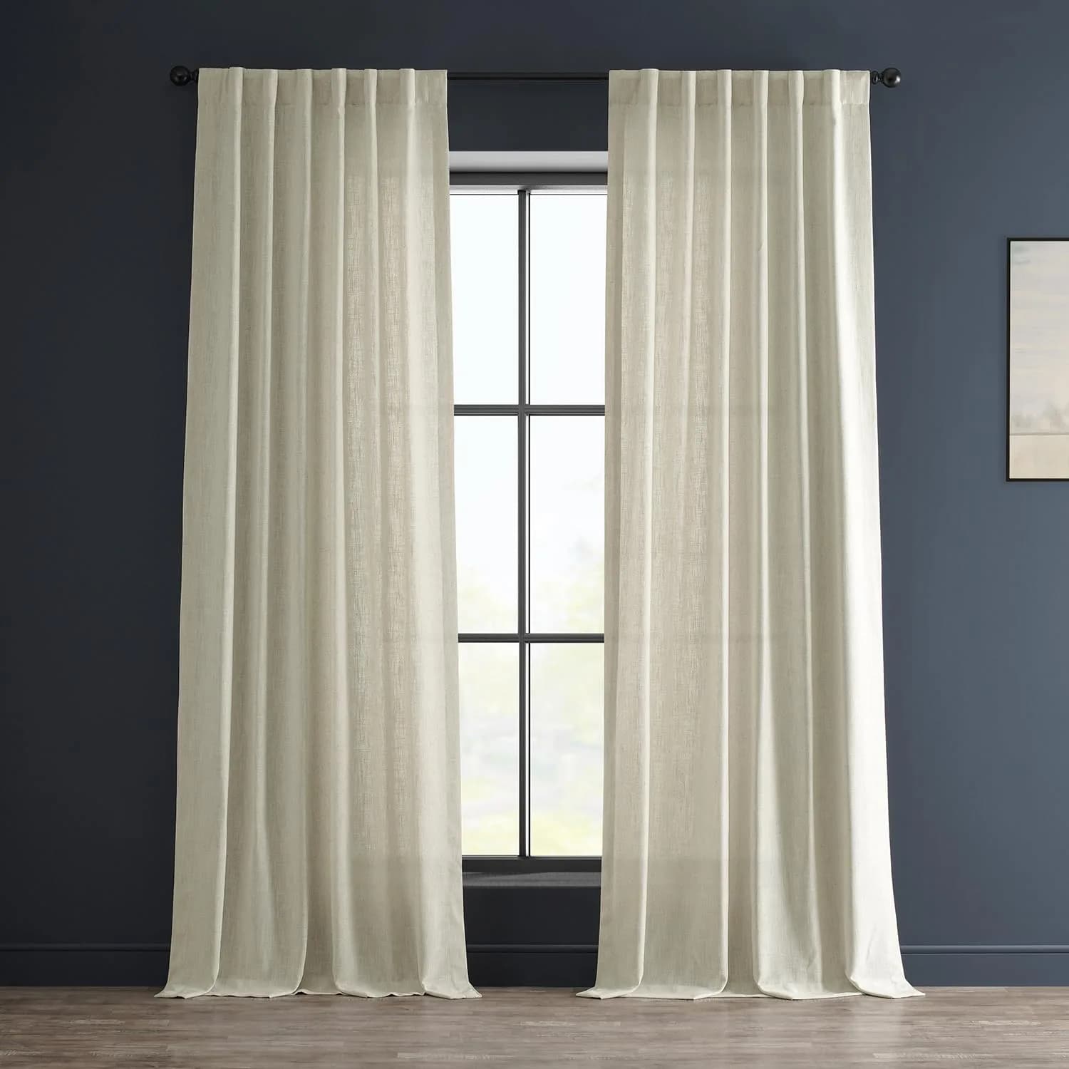 HPD Half Price Drapes Heavy Faux Linen Light Filtering Curtains 50 x 108 | Elegant Bedroom & Living Room Decor — Barley / 50"W x 108"L