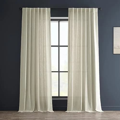 HPD Half Price Drapes Heavy Faux Linen Light Filtering Curtains 50 x 108 | Elegant Bedroom & Living Room Decor thumbnail 1