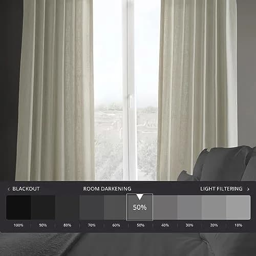 HPD Half Price Drapes Heavy Faux Linen Light Filtering Curtains 50 x 108 | Elegant Bedroom & Living Room Decor thumbnail 2