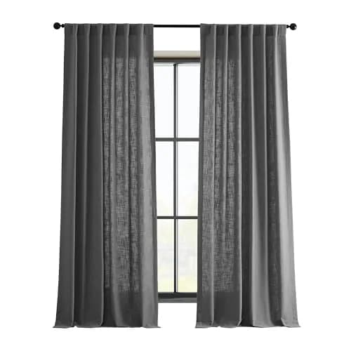 HPD Half Price Drapes Heavy Faux Linen Light Filtering Curtains for Bedroom 50x120 inches | Rod Pocket, Back Tab & Hook Belt (120 inches long, Pewter Grey) thumbnail 1