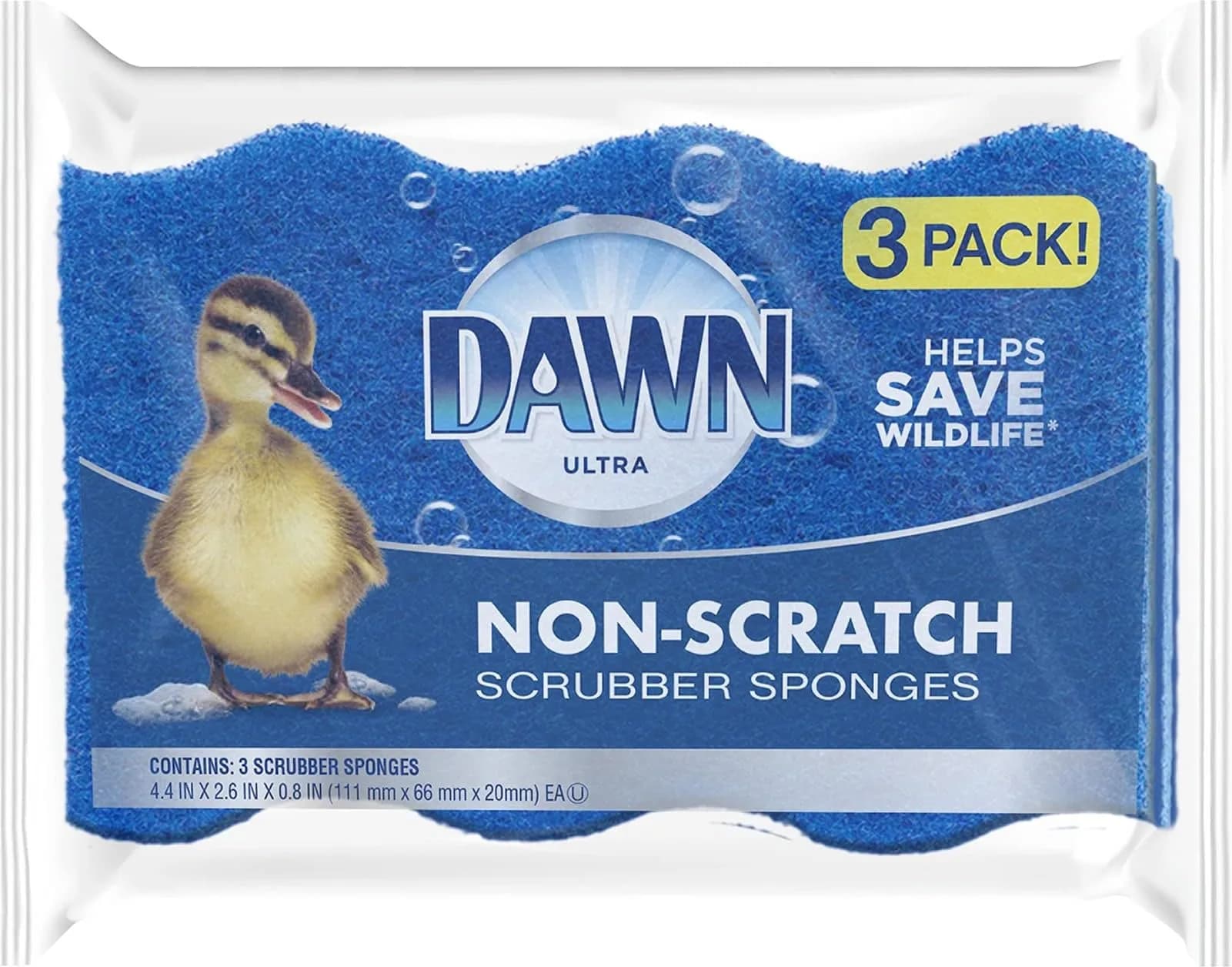 Dawn Non-Scratch Kitchen Dish Sponges, Blue (Pack of 3) | Non-Scratch & Durable for Household Cleaning