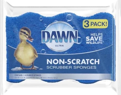 Dawn Non-Scratch Kitchen Dish Sponges, Blue (Pack of 3) | Non-Scratch & Durable for Household Cleaning thumbnail 1