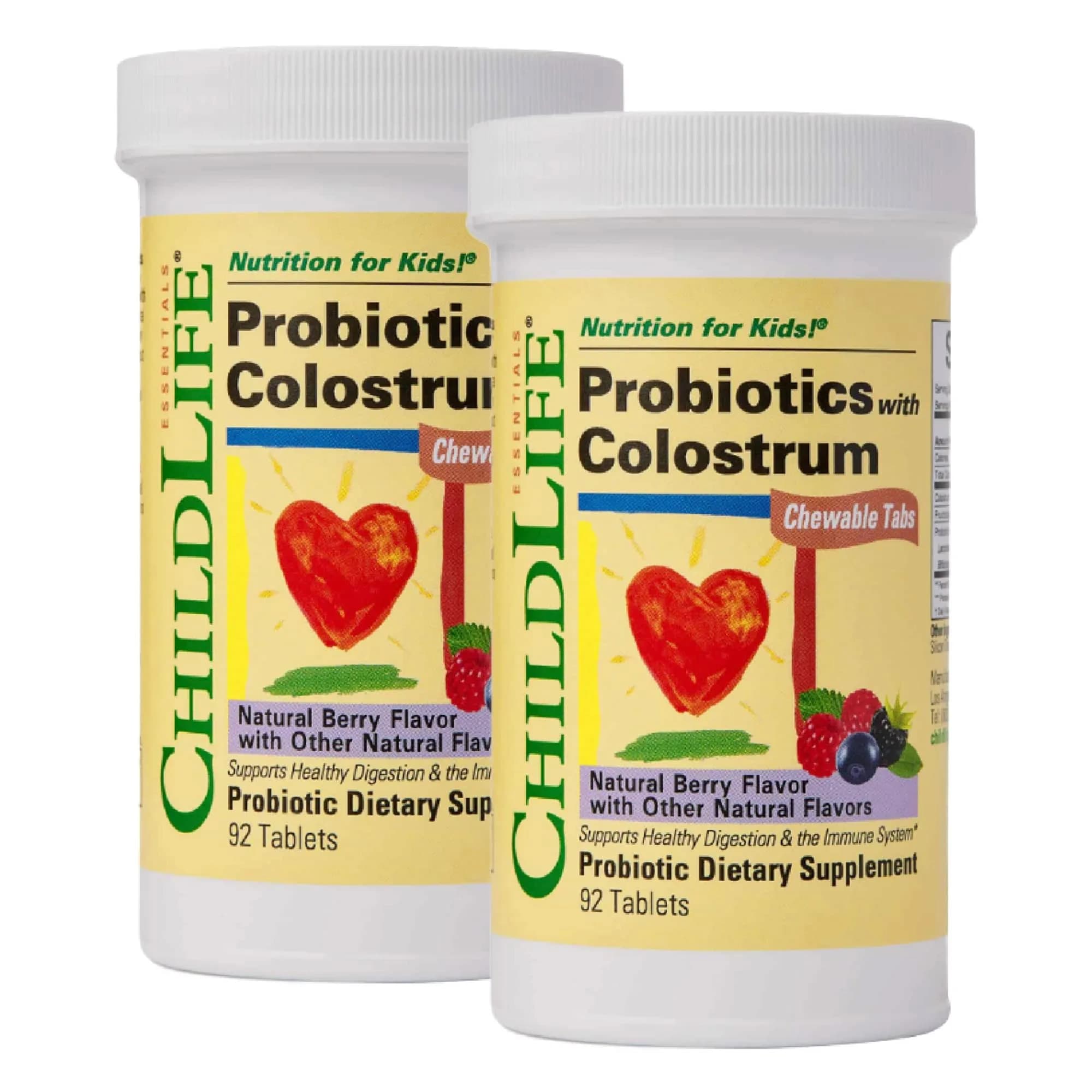 ChildLife Essentials ChildBiotics with Colostrum 92 Tablets | Supports Digestive & Immune Health — Purple/Blue